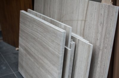 slabs of marble panel in a warehouse